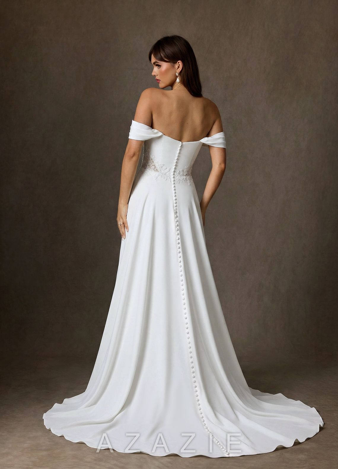 Azazie Ganelle Diamond White A-Line Sweetheart Neckline Crepe Back Satin Dress diamond_white