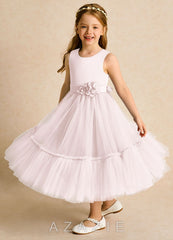 Azazie Miracle Blushing Pink A-Line Bow Matte Satin Dress blushing_pink