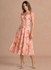 Romilly {color} Midi Dress  sp_abstract_bouquet_floral_#111401