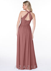 Azazie Jaclyn Desert Rose A-Line Pleated Chiffon Dress desert_rose
