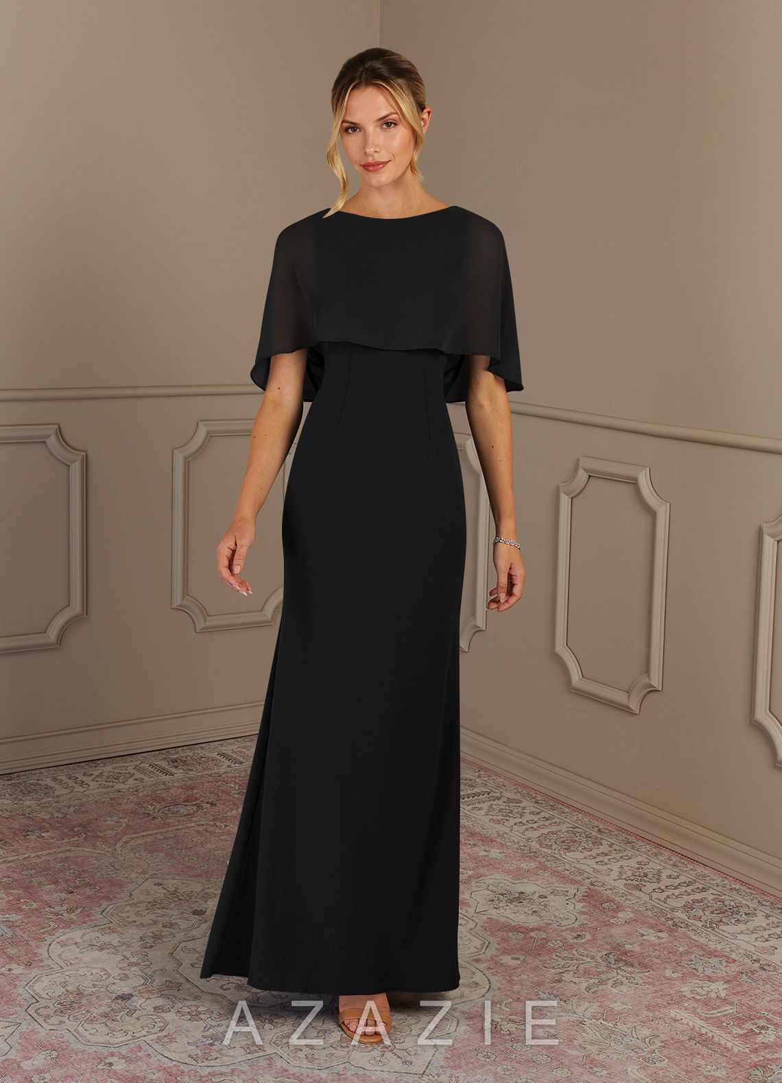 Azazie Dion Black Sheath Scoop Stretch Crepe Dress black