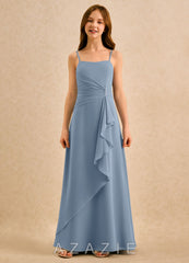 Azazie lolly Girls Formal Dusty Blue A-Line Pleated Chiffon Dress dusty_blue
