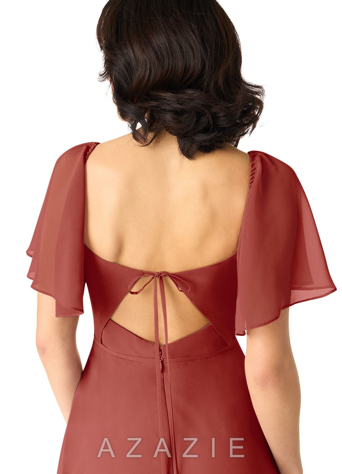 Azazie Chloe Terracotta A-Line Sweetheart Neckline Chiffon Dress terracotta