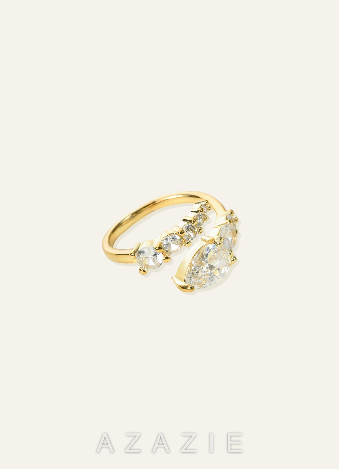 Pear Cut CZ Open Ring  gold