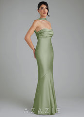 Azazie Marryn Dusty Sage Mermaid Sweetheart Neckline Stretch Satin Dress dusty_sage