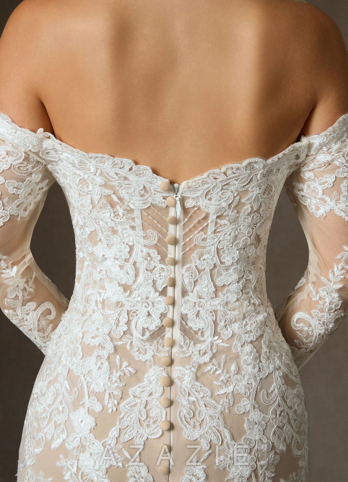 Azazie Empiria Wedding Dress Diamond White Champagne Mermaid Sequins Tulle Dress diamond_white/champagne