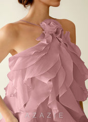 Oliamagn Dusty Pink Ruffles Tulle Mini Dress