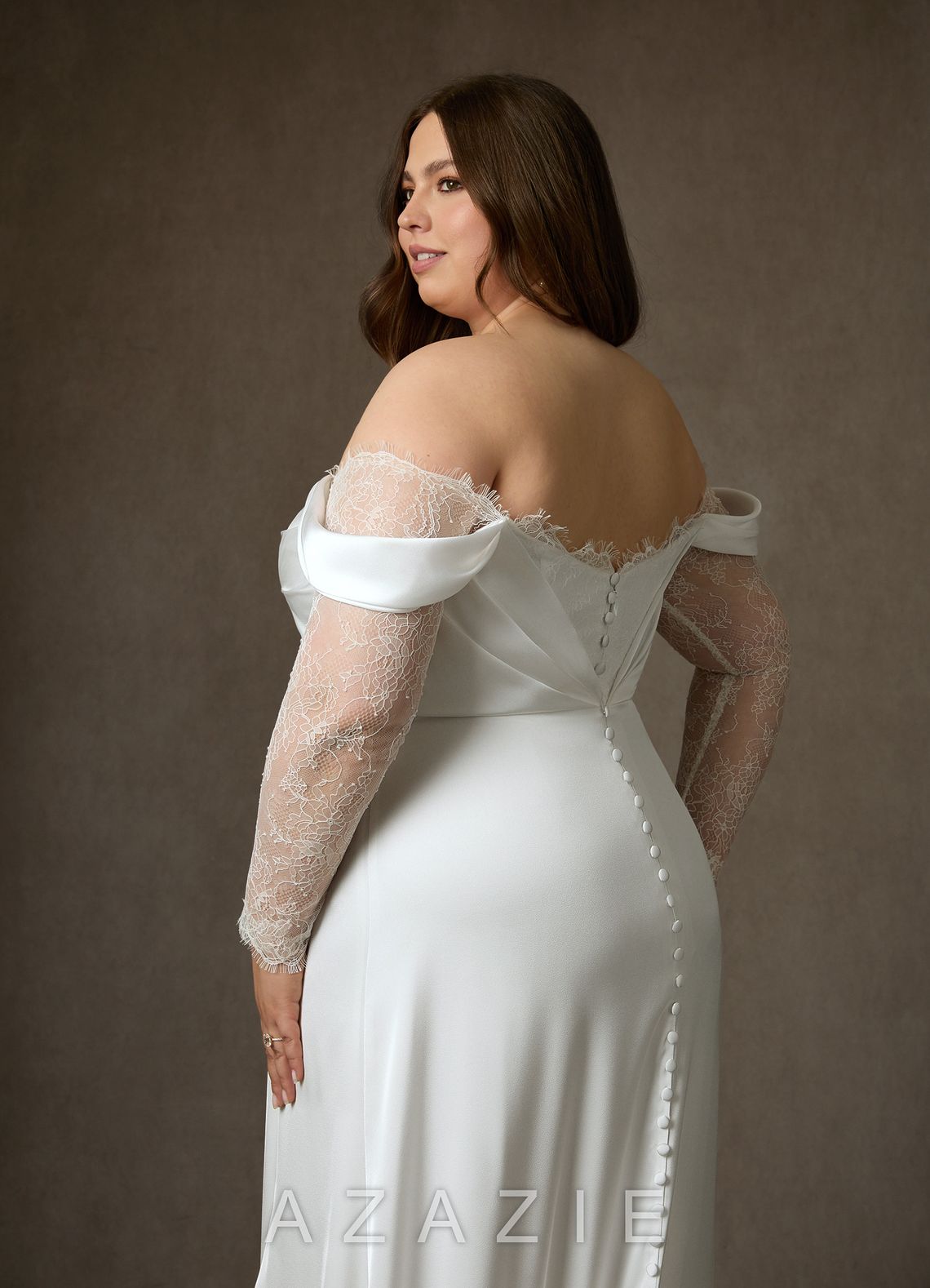 Azazie Alexa Diamond White A-Line Sweetheart Neckline Lace Dress