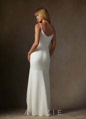 Azazie Sunbeam Diamond White Mermaid Beaded Chiffon Dress diamond_white
