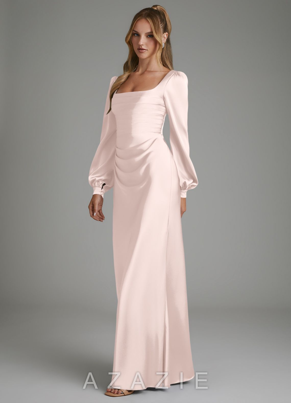 Azazie Brianna Blushing Pink Mermaid Corset Stretch Satin Dress blushing_pink