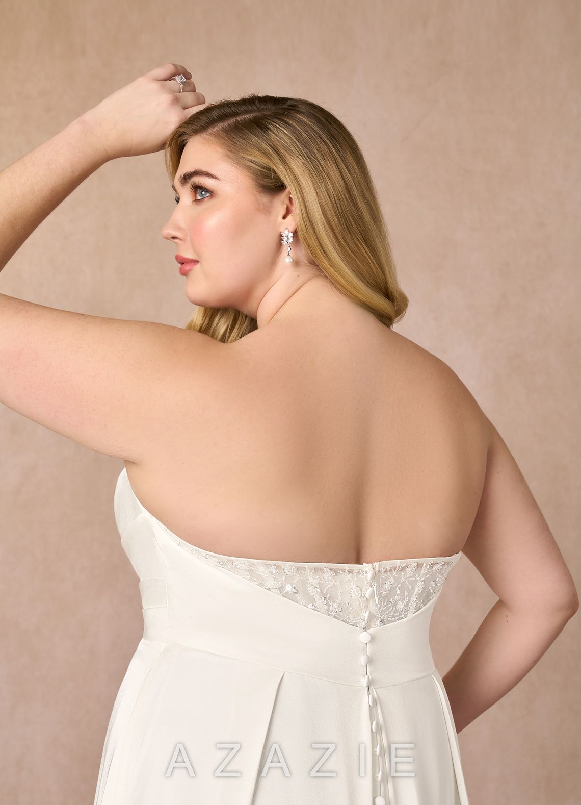 Azazie Marisela Wedding Dress Diamond White A-Line Sequins Crepe Back Satin Dress diamond_white