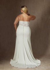 Azazie Nyx Wedding Dress Diamond White Mermaid V-Neck Sequins Stretch Satin Dress diamond_white