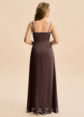 Azazie Abby Junior Ganache Sheath Pleated Stretch Satin Dress ganache