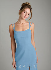 Azazie Egypt Steel Blue Sheath Sweetheart Neckline Chiffon Dress steel_blue