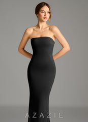Azazie Shaniya Black Mermaid Strapless Premium Stretch Jersey Dress black