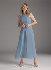 Azazie Anitta Dusty Blue Jumpsuit/Pantsuit Pleated Stretch Crepe Dress dusty_blue