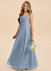 Azazie Gia Junior Dusty Blue A-Line Pleated Chiffon Dress dusty_blue