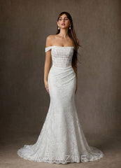 Azazie Idalis Diamond White Mermaid Lace Dress diamond_white