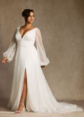 Azazie Gaia Wedding Dress Diamond White A-Line V-Neck Beading Dress diamond_white