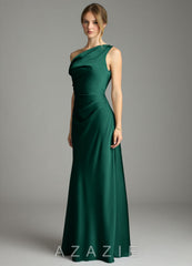 Azazie Emerson Emerald Mermaid Off the Shoulder Stretch Satin Dress emerald
