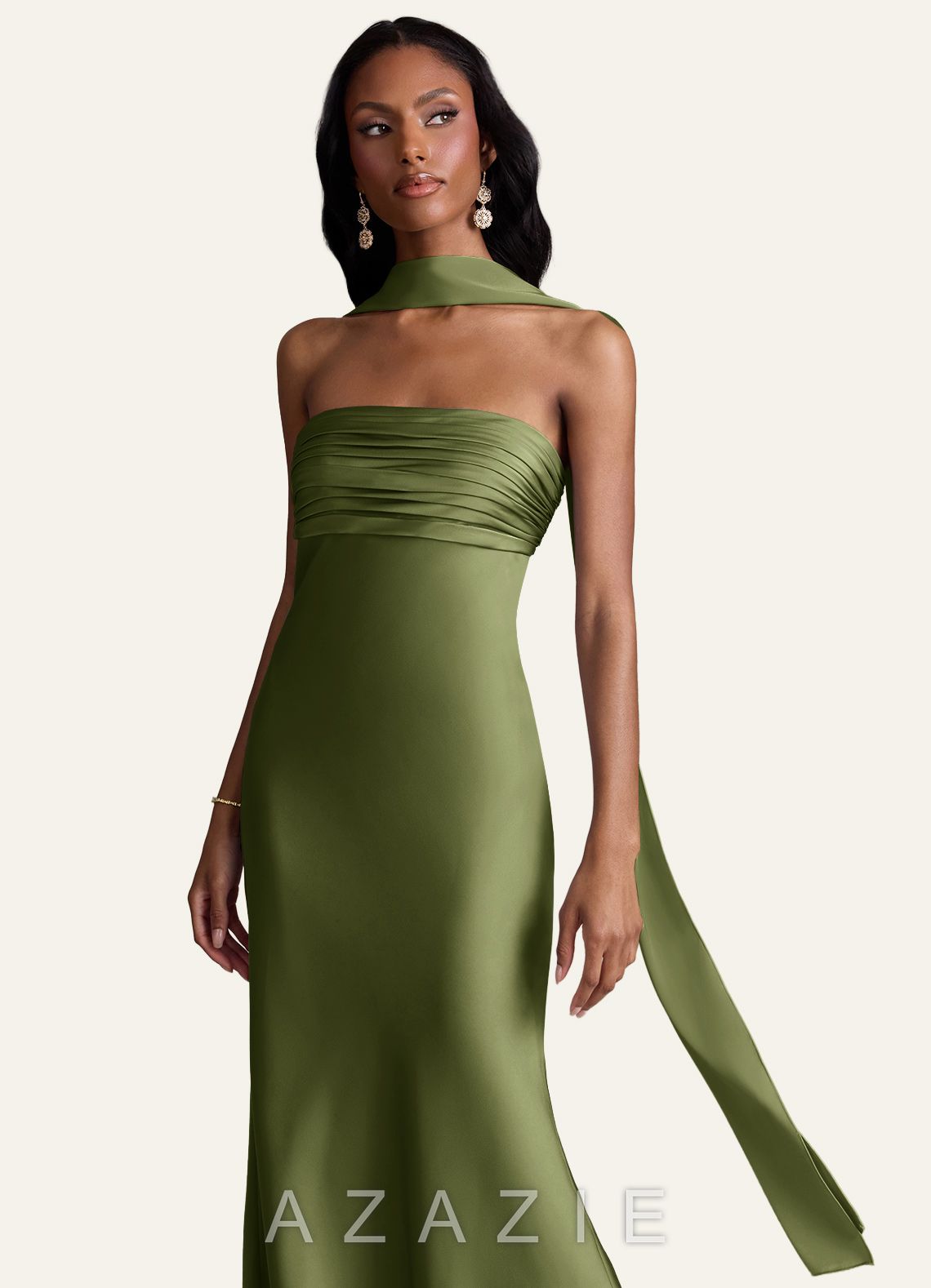 Azazie Matching Color Stretch Satin Scarf
