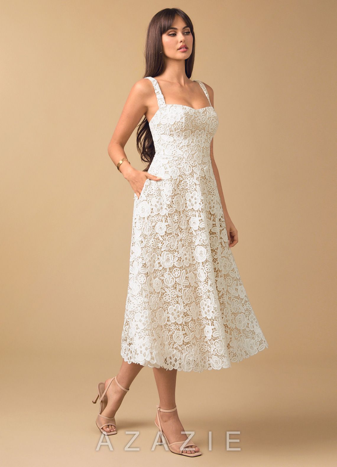 Elisa {color} Lace Midi Dress  sp_white_#we134382
