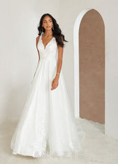 Azazie Glinda Wedding Dress Diamond White A-Line Sequins Matte Satin Dress diamond_white
