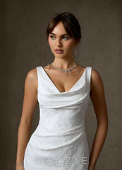 Azazie Hibiscus Diamond White Sheath Floral Jacquard Dress