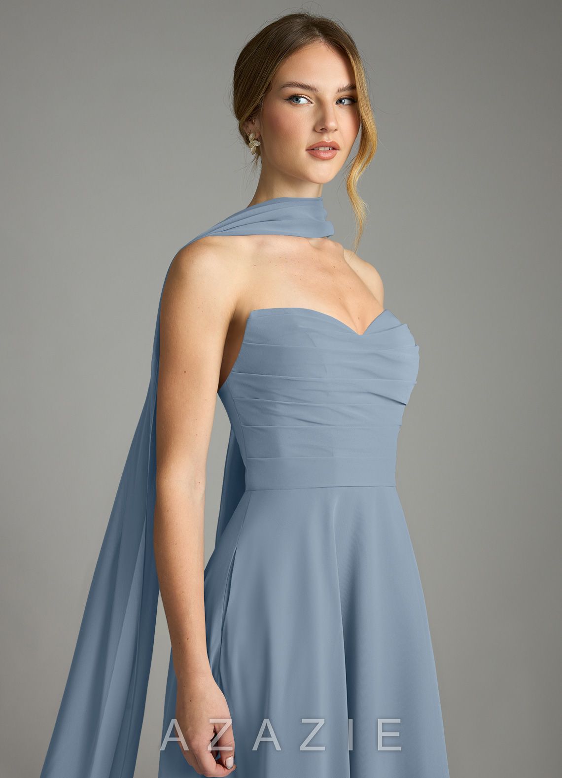 Azazie Ayla Dusty Blue A-Line Sweetheart Neckline Chiffon Dress dusty_blue