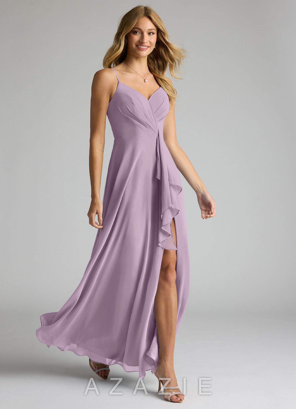 Azazie Akita Wisteria A-Line Chiffon Dress wisteria