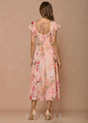 Talia {color} Midi Dress  sp_abstract_bouquet_floral_#111401