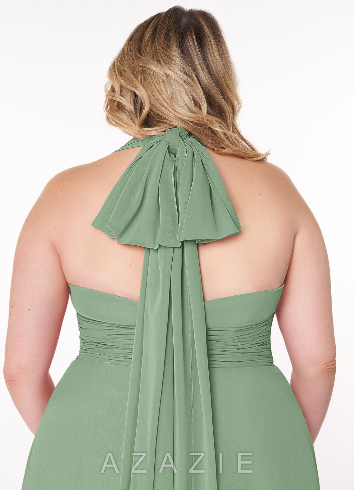 Azazie Fifi Matcha A-Line Strapless Chiffon Convertible Dress matcha