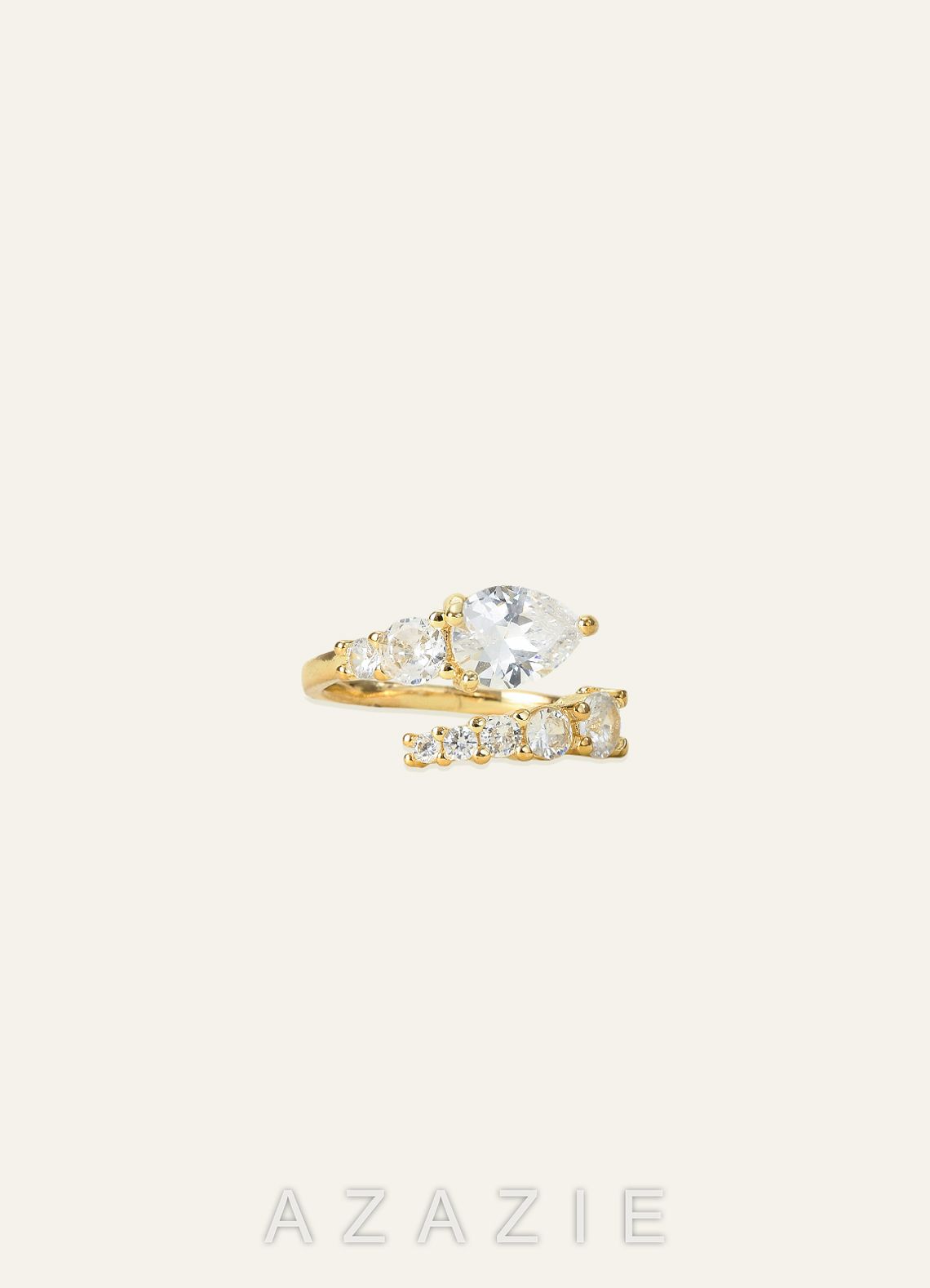 Pear Cut CZ Open Ring  gold