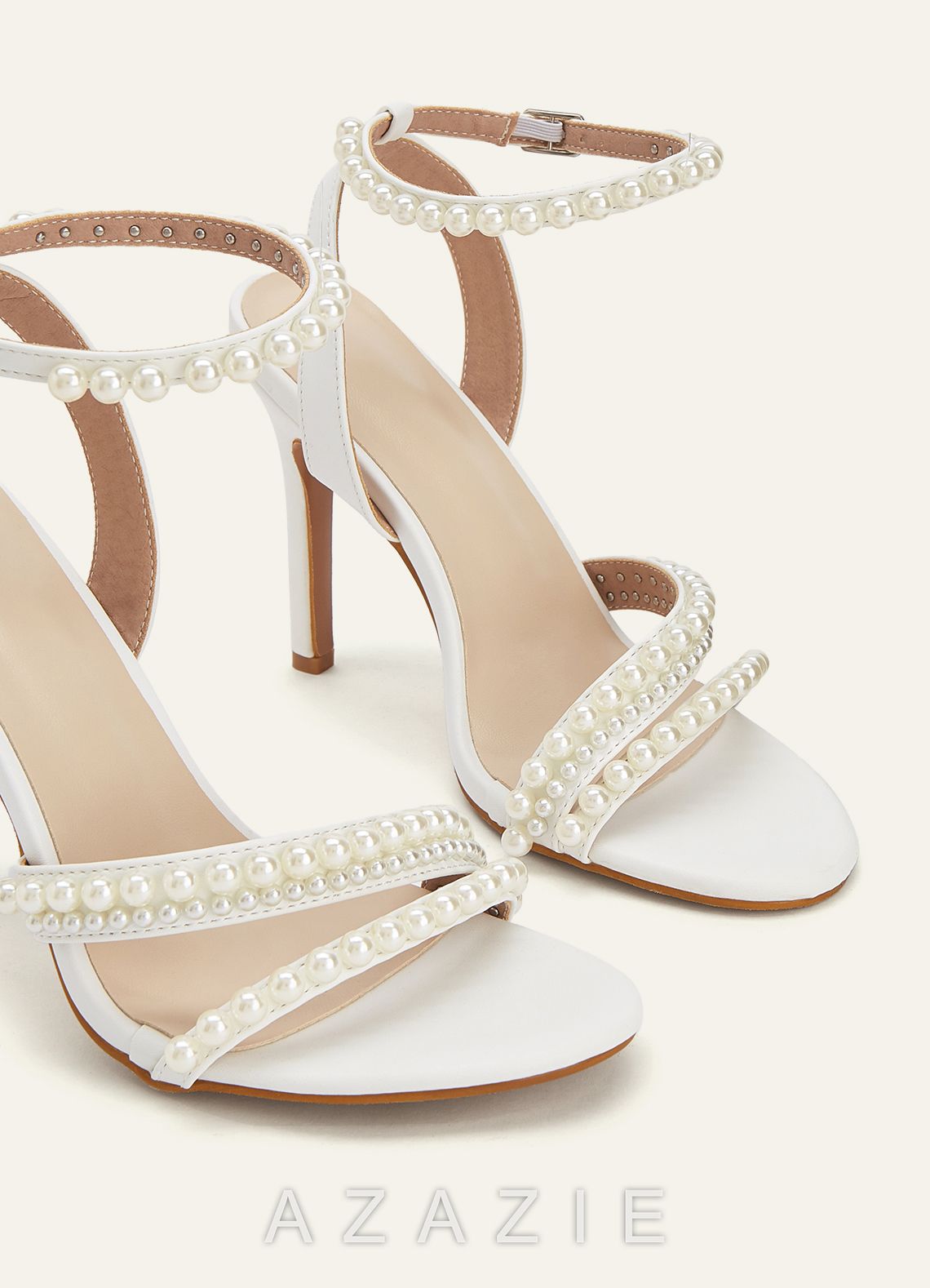 Pearl Strap Heels  ivory