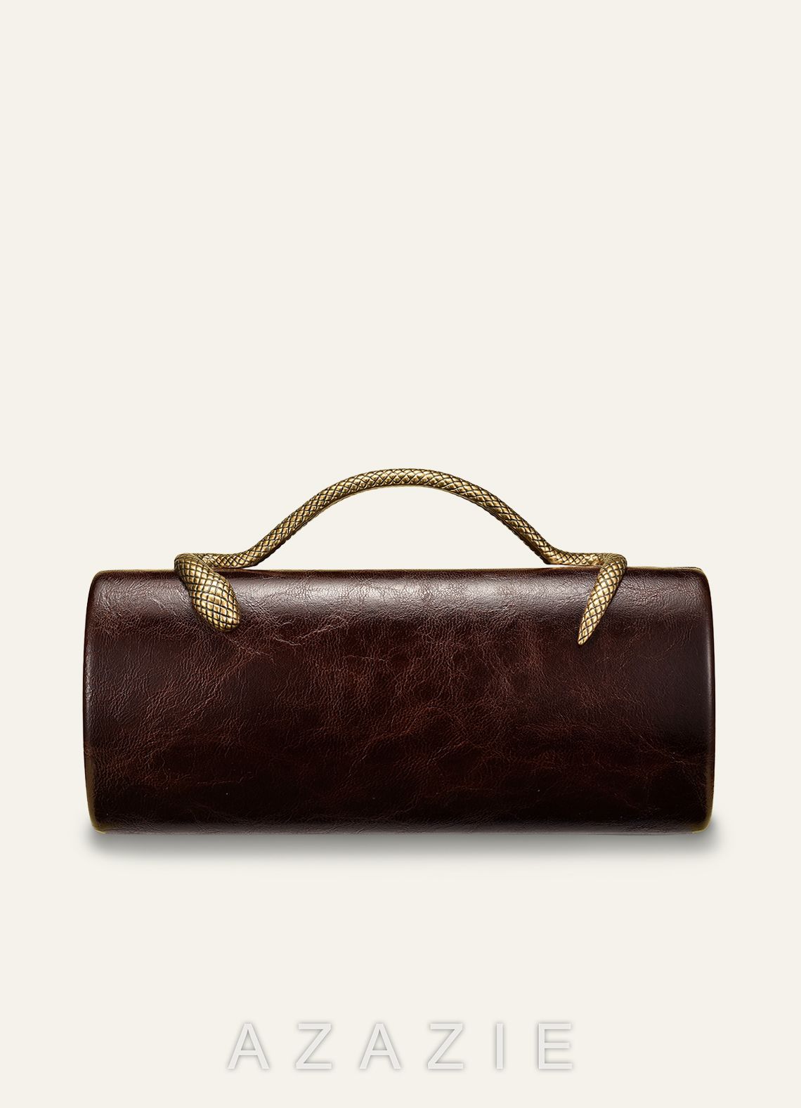 Gold Snake Handle PU Leather Evening Handbag