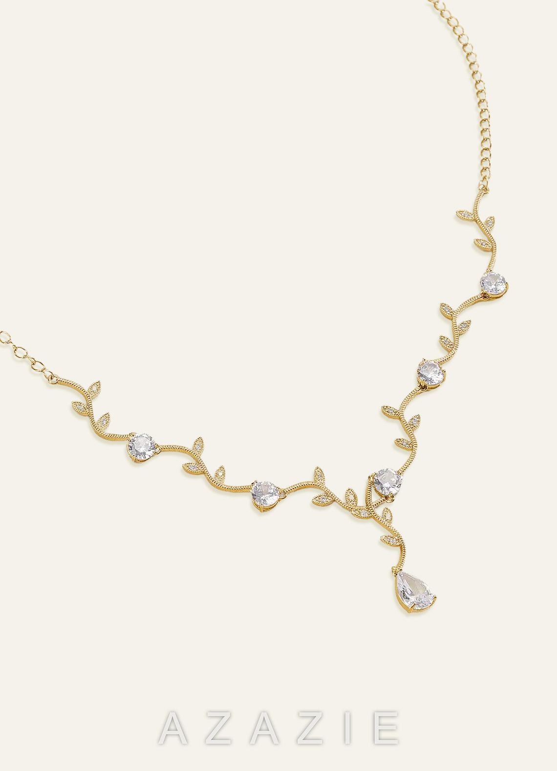 Wavy Crystal Vine Jewelry Set  gold
