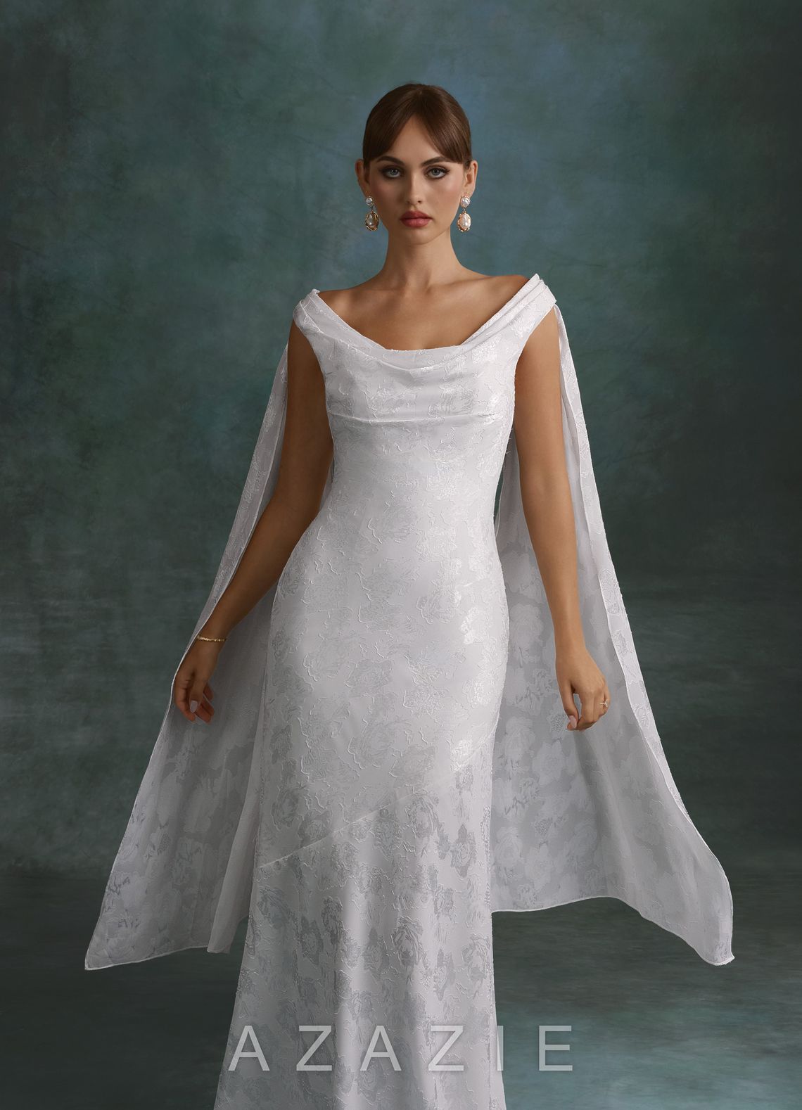 Azazie Georgina Diamond White Sheath Floral Burnout Dress diamond_white