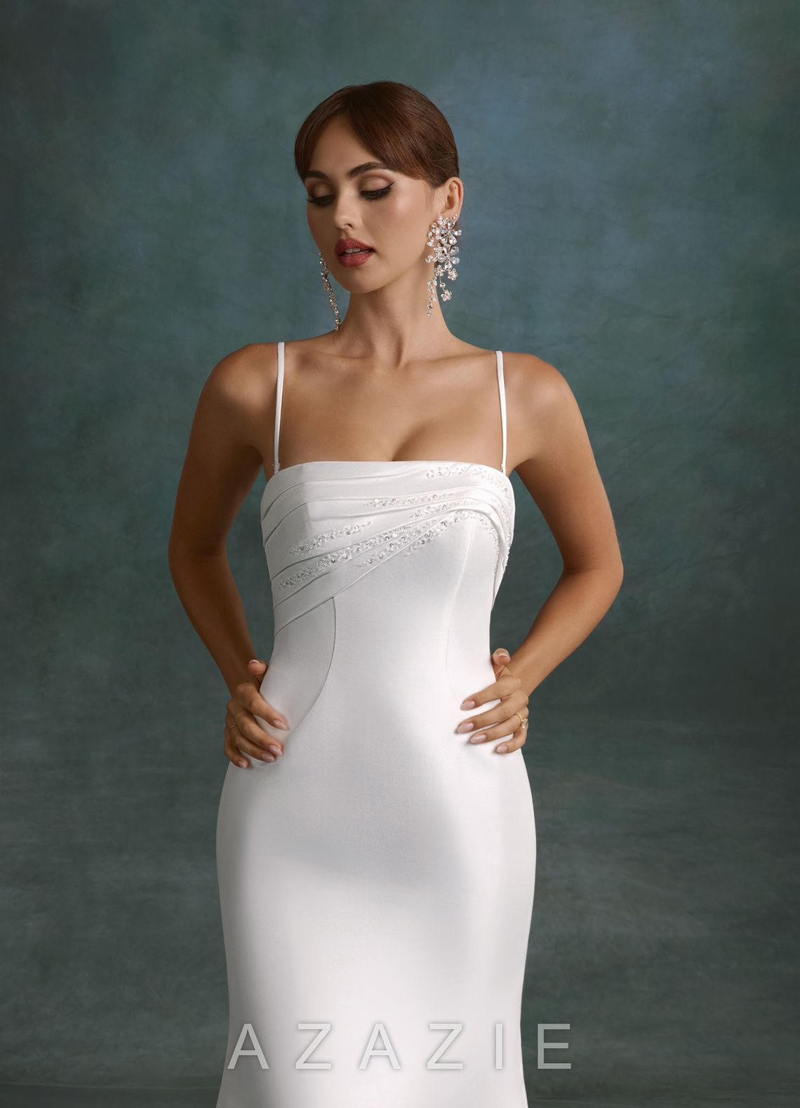 Azazie Vivianna Diamond White Mermaid Strapless Mikado Dress diamond_white