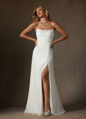 Azazie Camryn Diamond White A-Line Strapless Chiffon Dress