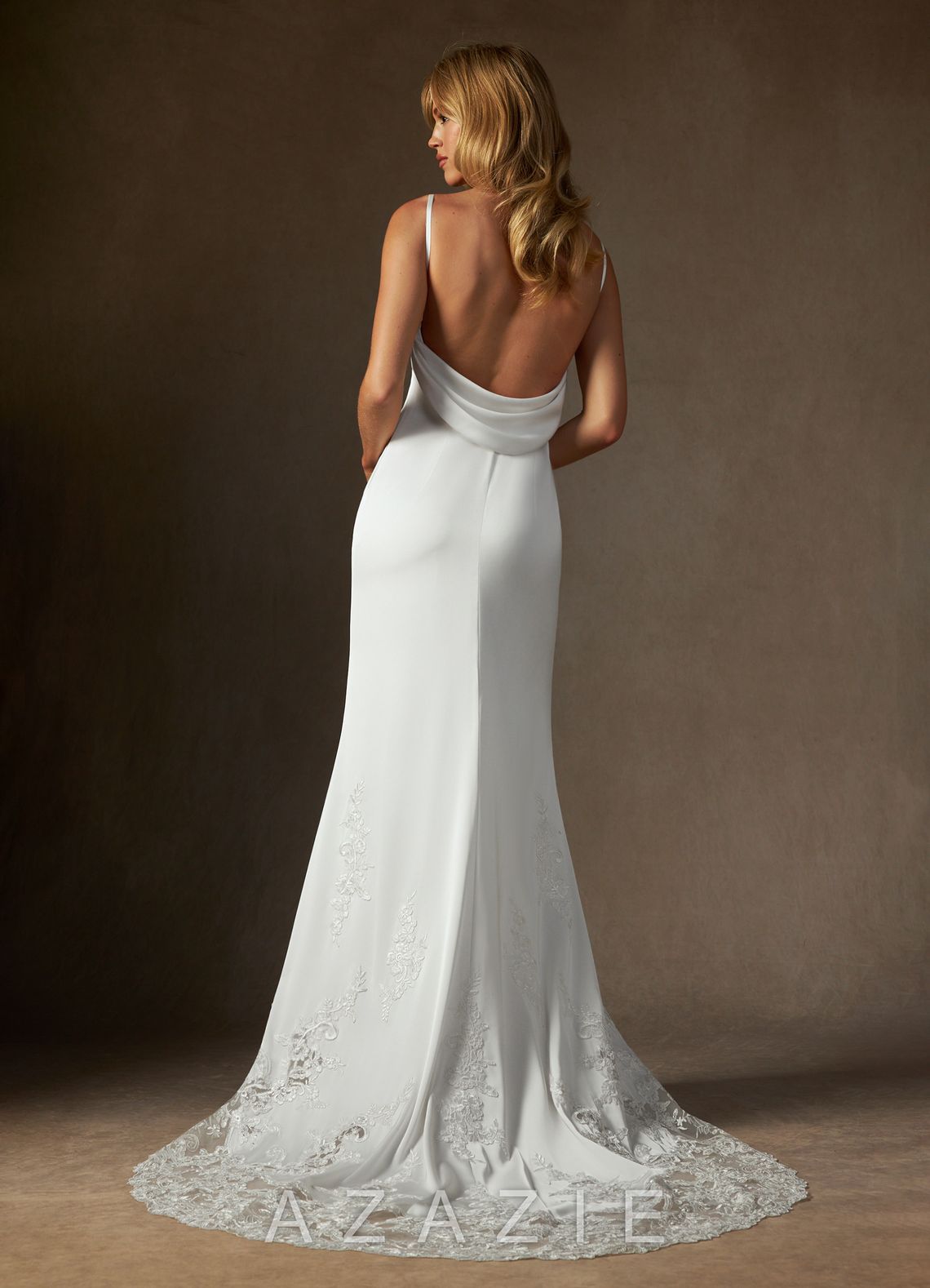 Azazie Eliora Diamond White Fit and Flare Stretch Satin Dress diamond_white
