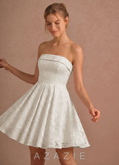 Genevieve White Jacquard Mini A-line Mini Dress