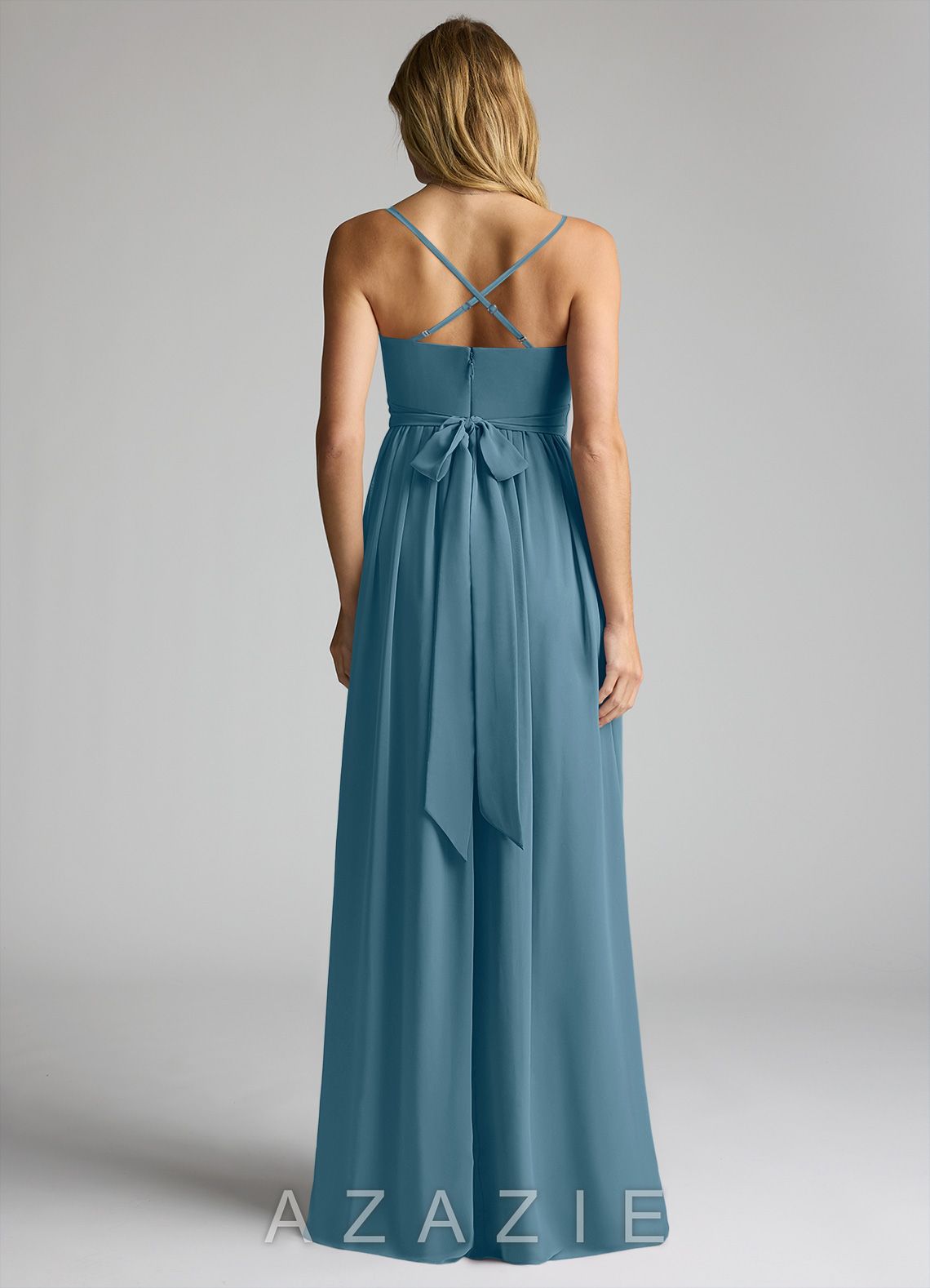 Azazie Llana A-Line Chiffon Floor-Length Dress bermuda