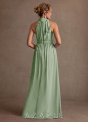 Azazie Antoinette Dusty Sage A-Line Pleated Chiffon Dress dusty_sage