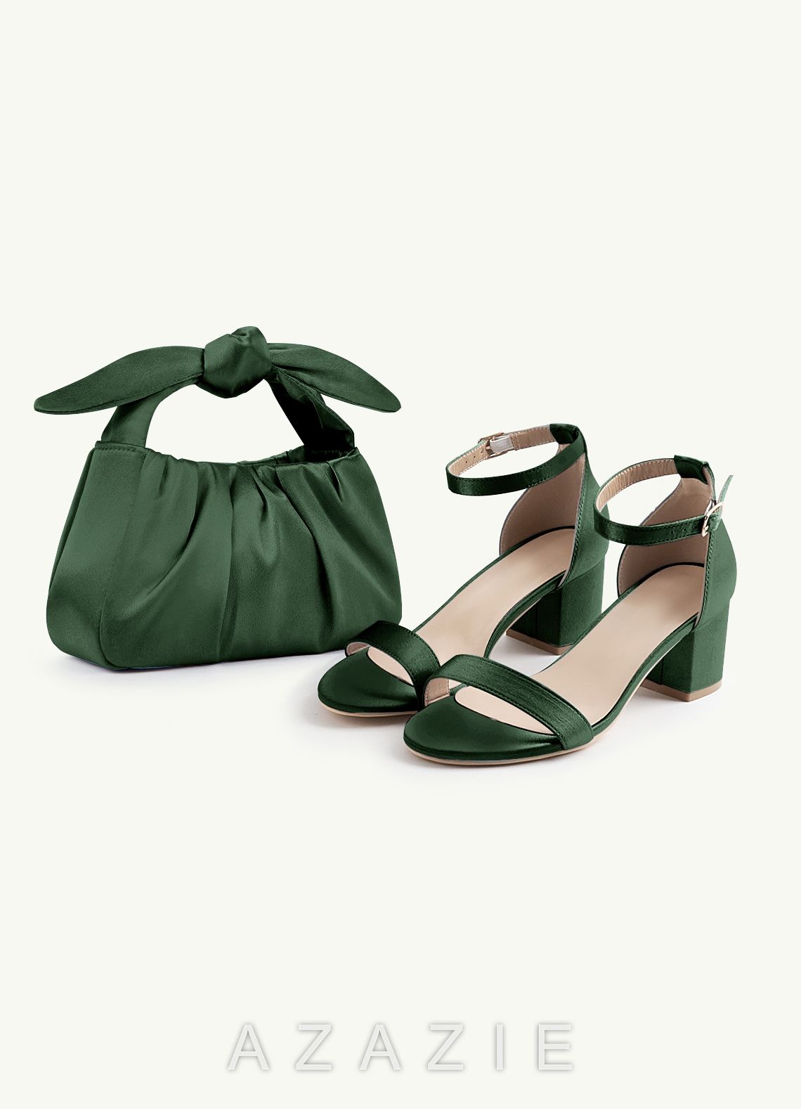 Matching Color Metallic Satin Knotted Handle Handbag