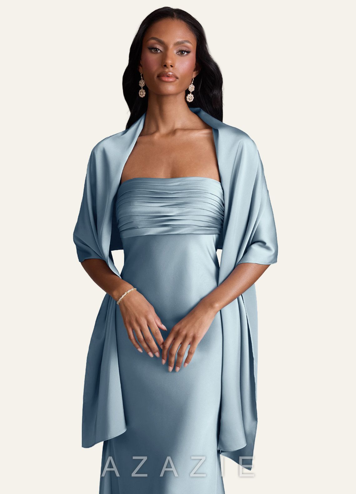 Azazie Matching Color Aleena Stretch Satin Shawl