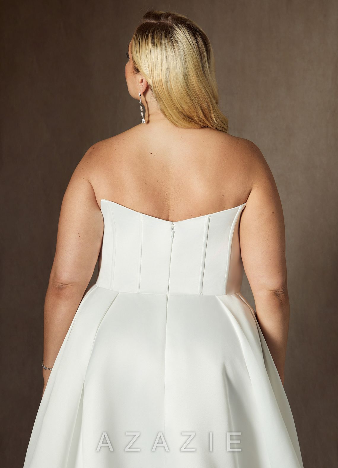 Azazie Katalina Diamond White Ball-Gown Strapless Satin Dress diamond_white