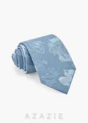 Tonal Floral Modern Tie  dusty_blue