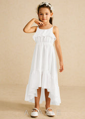 Azazie Karmen Ivory A-Line Ruched Chiffon Dress ivory