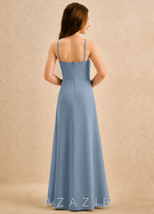 Azazie lolly Girls Formal Dusty Blue A-Line Pleated Chiffon Dress dusty_blue