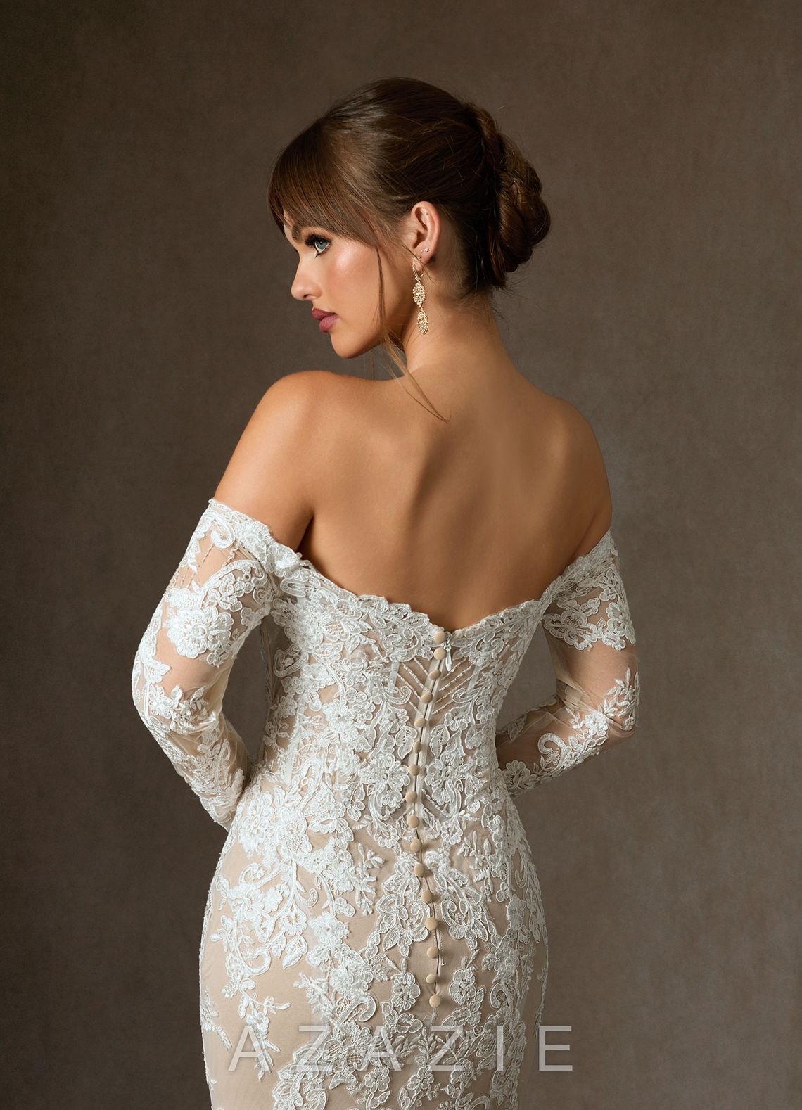 Azazie Empiria Wedding Dress Diamond White Champagne Mermaid Sequins Tulle Dress diamond_white/champagne